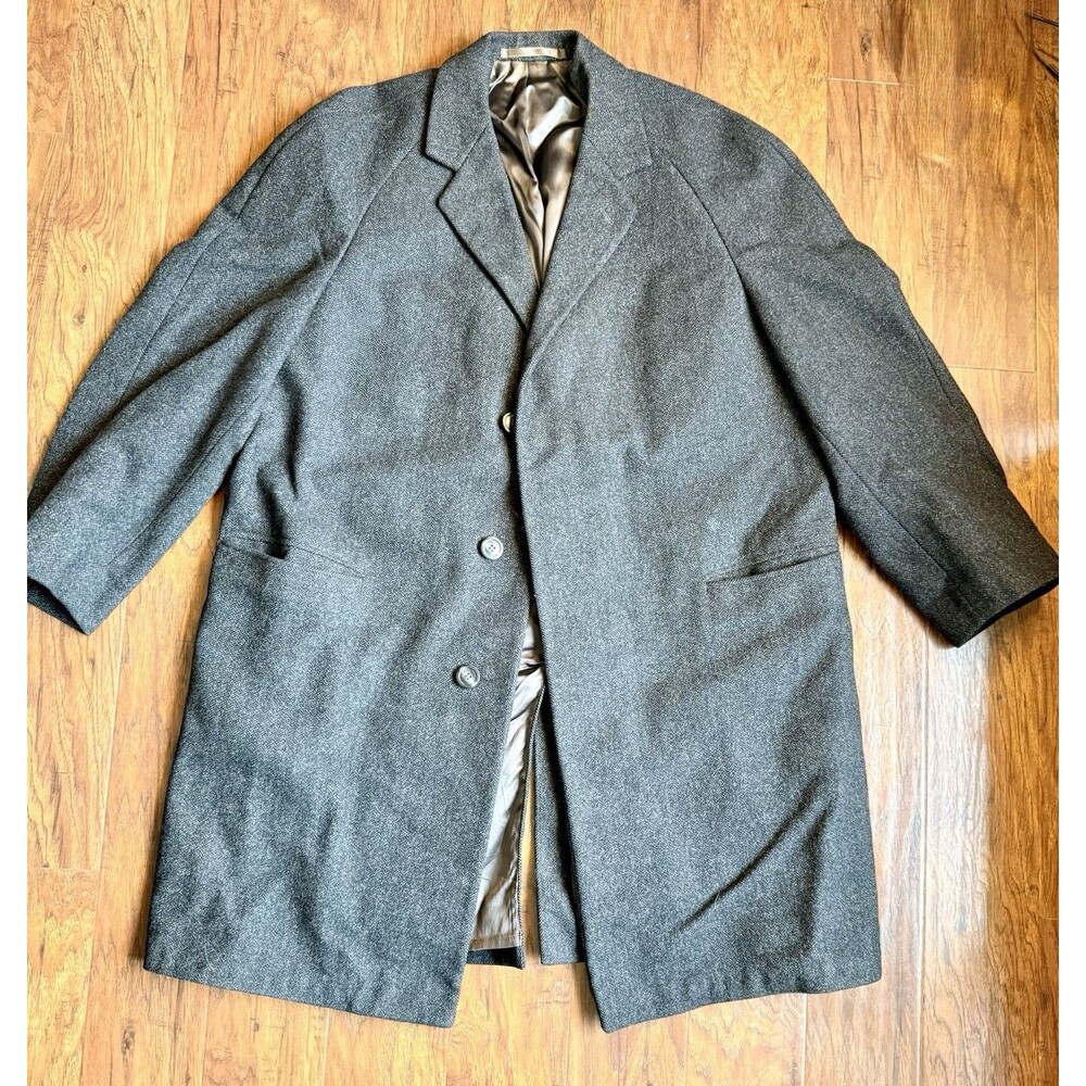 Vtg 90s Kynoch Keith Scotland Heavy Wool Overcoat US XL Gray